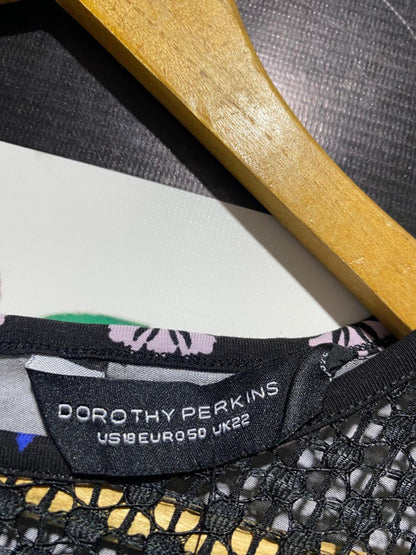 DOROTHY PERKINS |XXL| BUST 24| B4| NAVY BLUE FLORAL MINI DRESS WITH CROCHET LACE YOKE