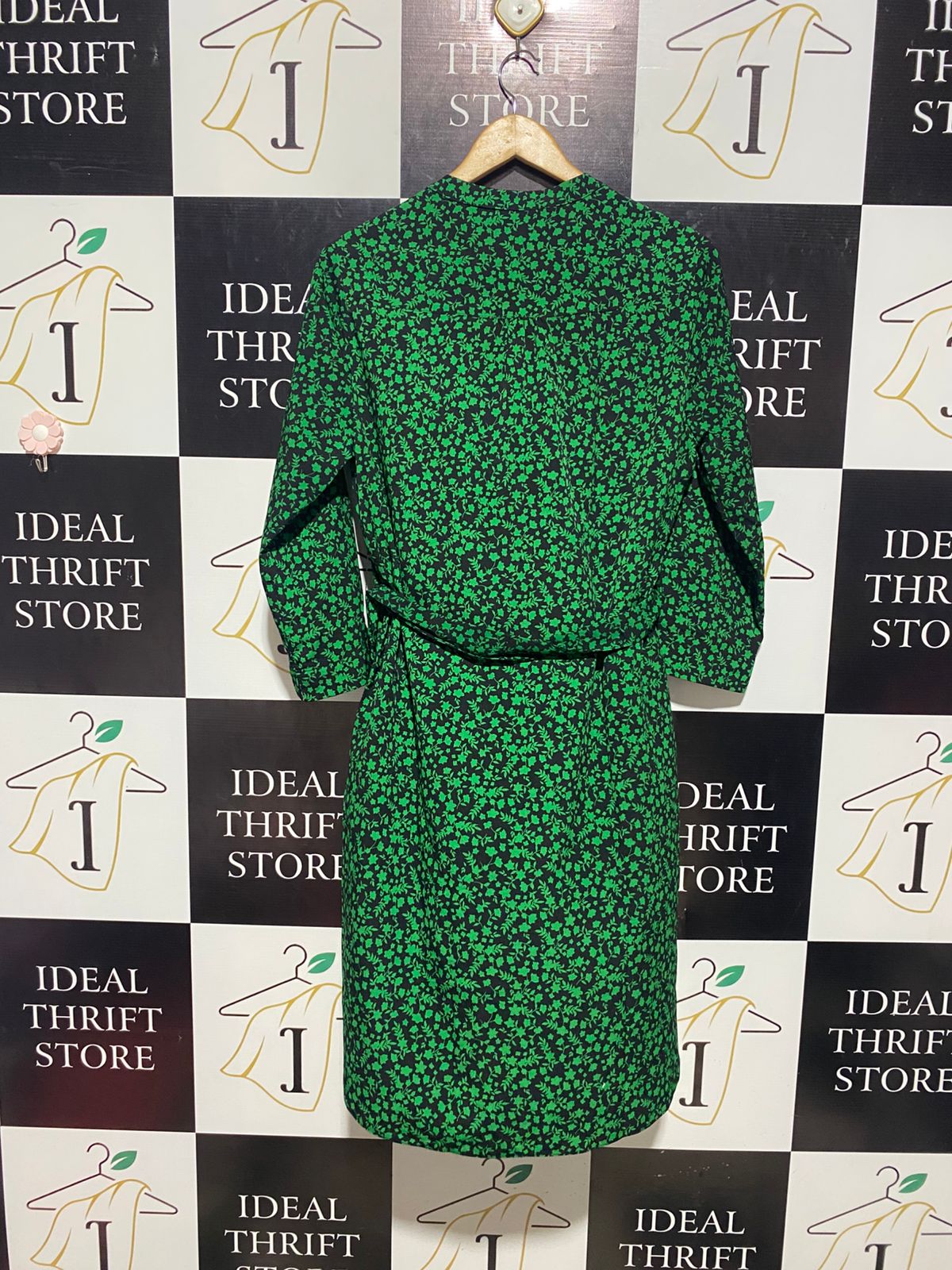 MAUVETTE |XL| BUST 21| B4| DARK GREEN AND BLACK HEART PRINT MIDI DRESS