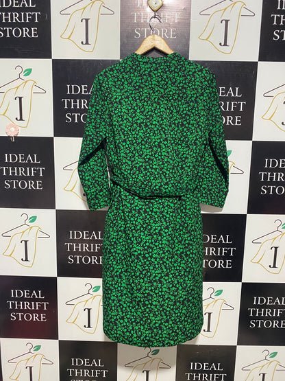 MAUVETTE |XL| BUST 21| B4| DARK GREEN AND BLACK HEART PRINT MIDI DRESS