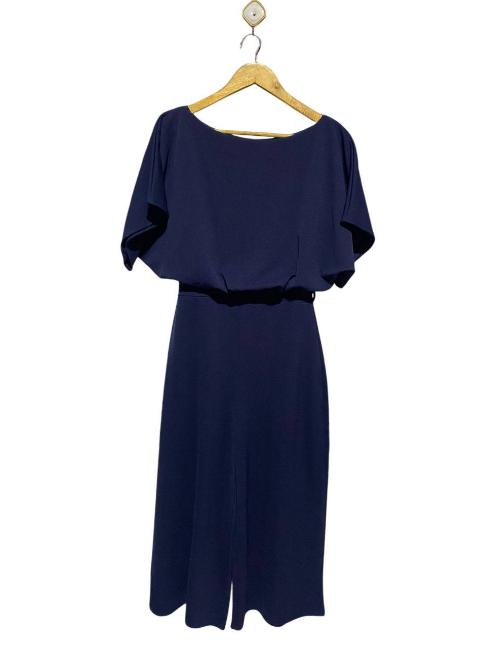 PINK BOUTIQUE |M| BUST FREE| B4| ELEGANT NAVY BLUE CULOTTE JUMPSUIT WITH FLUTTER SLEEVES