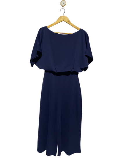 PINK BOUTIQUE |M| BUST FREE| B4| ELEGANT NAVY BLUE CULOTTE JUMPSUIT WITH FLUTTER SLEEVES