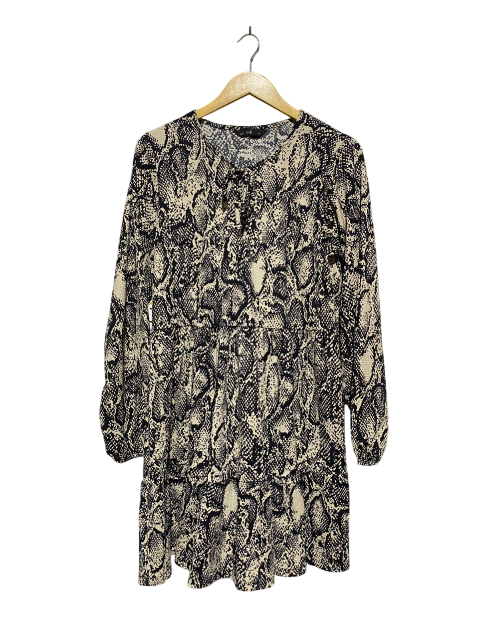 F&F |L| BUST 20| B4| MONOCHROME SNAKE PRINT LONG SLEEVE MINI DRESS
