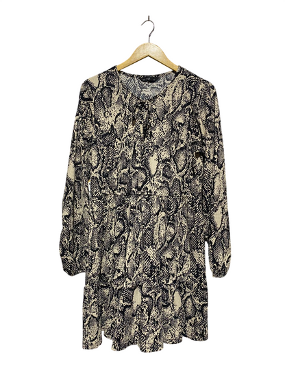 F&F |L| BUST 20| B4| MONOCHROME SNAKE PRINT LONG SLEEVE MINI DRESS