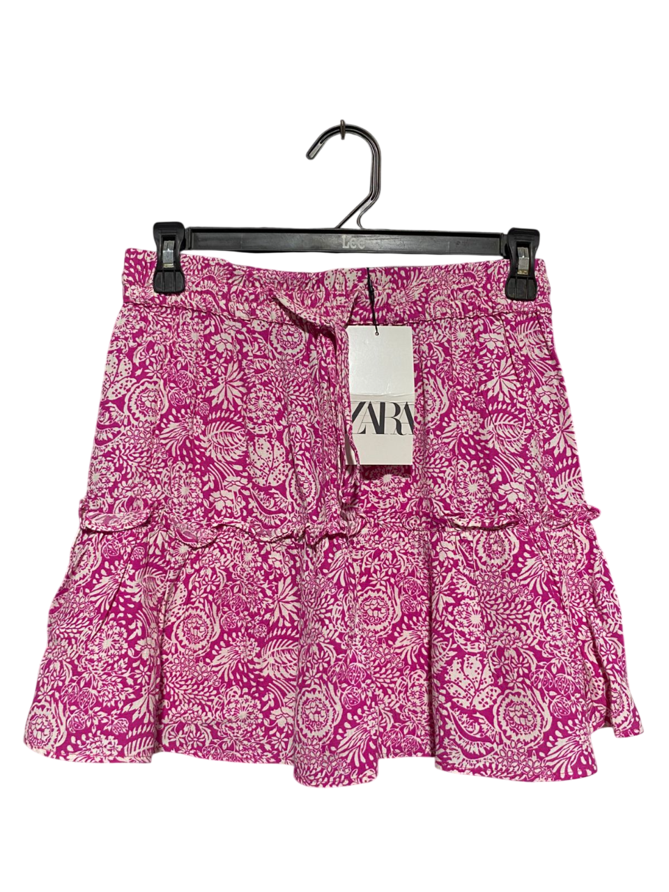 ZARA |S| WAIST 26| B4| PINK AND WHITE FLORAL PRINT LAYERED MINI SKIRT