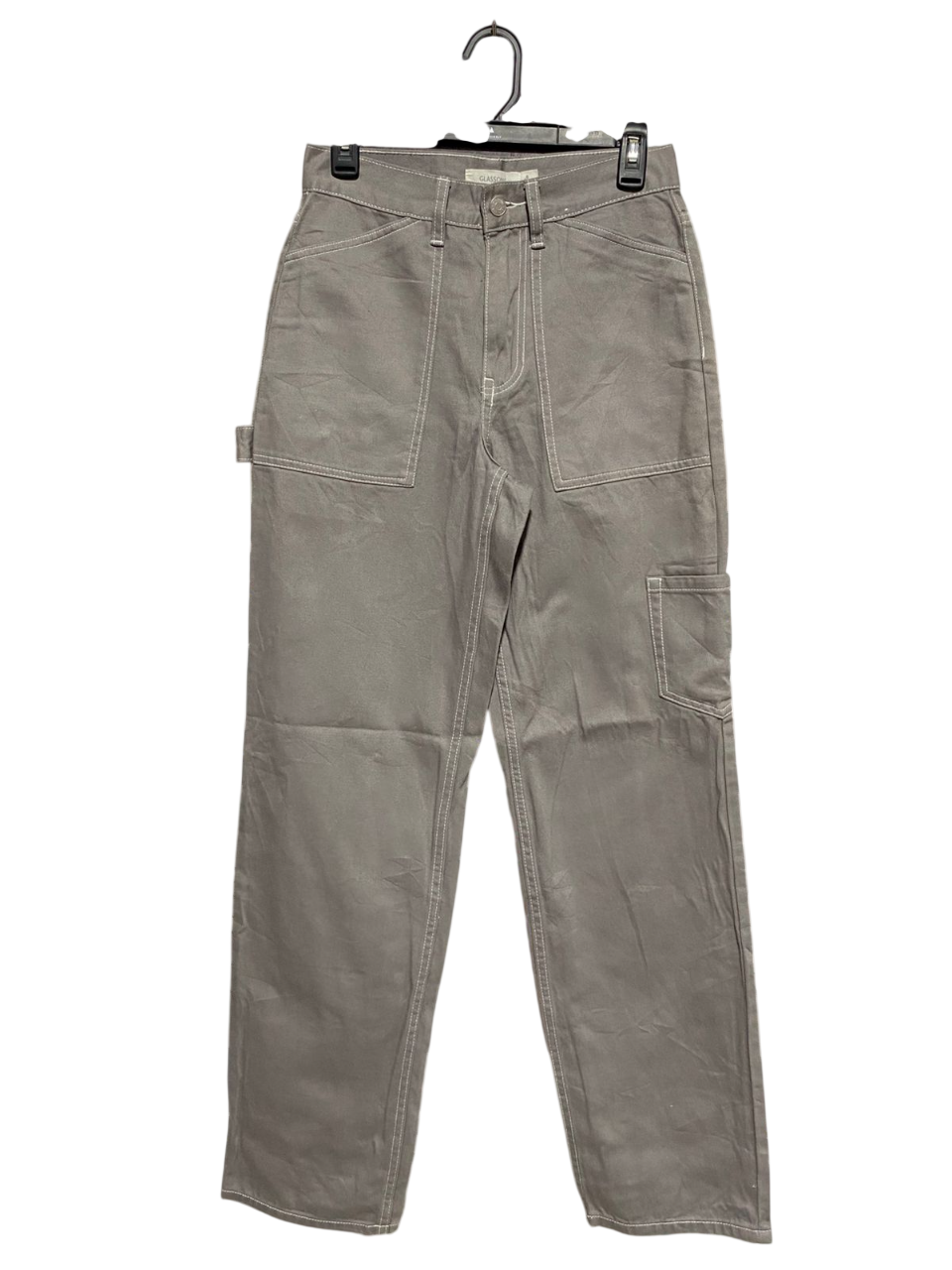 GLASSONS |S| WAIST 26| B4| GREY HIGH-RISE CARPENTER PANTS
