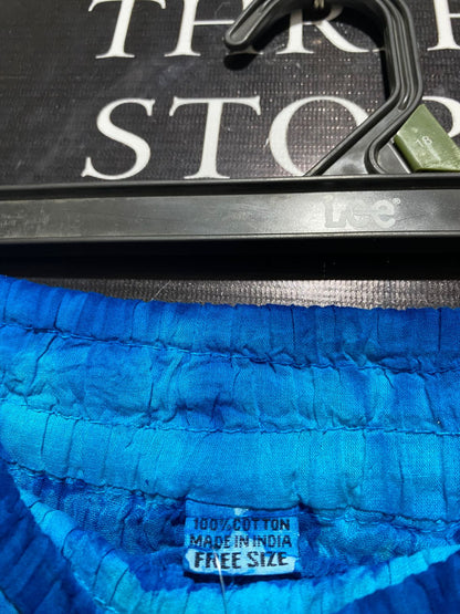 |XXL| WAIST 44| B5| VIBRANT BLUE TIE-DYE BOHO MAXI SKIRT WITH EMBROIDERED