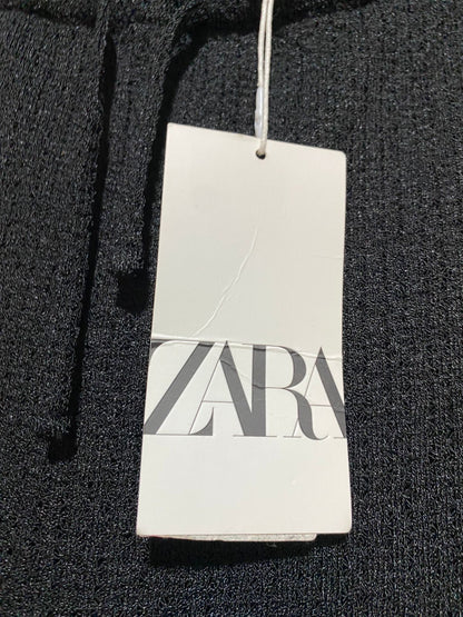 ZARA |L| WAIST 30| B5| KNIT BLACK TEXTURED LOUNGE PANTS NEW WITH TAGS
