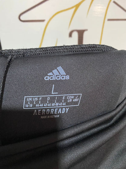 ADIDAS |L| WAIST 32| B5| CLASSIC 3-STRIPE HIGH-RISE ACTIVEWEAR LEGGINGS BLACK