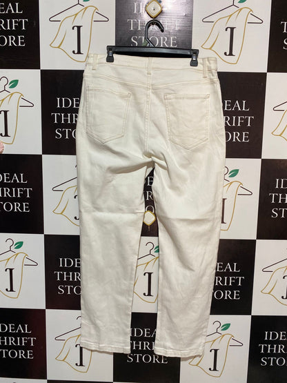 GRAE DENIM |XL| WAIST 34| B5| STYLISH OFF-WHITE HIGH-RISE STRAIGHT LEG JEANS