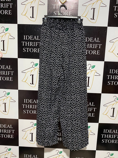 SHEIN |L| WAIST 26| B6| CHIC BLACK AND WHITE POLKA DOT SMOCKED WAIST PALAZZO PANTS