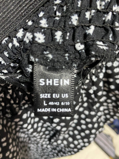 SHEIN |L| WAIST 26| B6| CHIC BLACK AND WHITE POLKA DOT SMOCKED WAIST PALAZZO PANTS