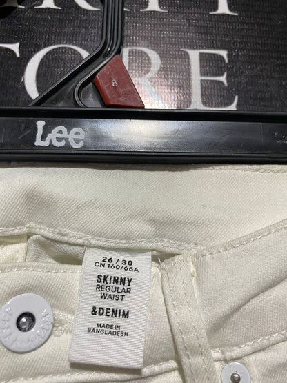 |S| WAIST 26| B4| STYLISH IVORY HIGH-RISE SKINNY JEANS