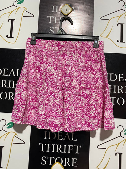 ZARA |S| WAIST 26| B4| PINK AND WHITE FLORAL PRINT LAYERED MINI SKIRT