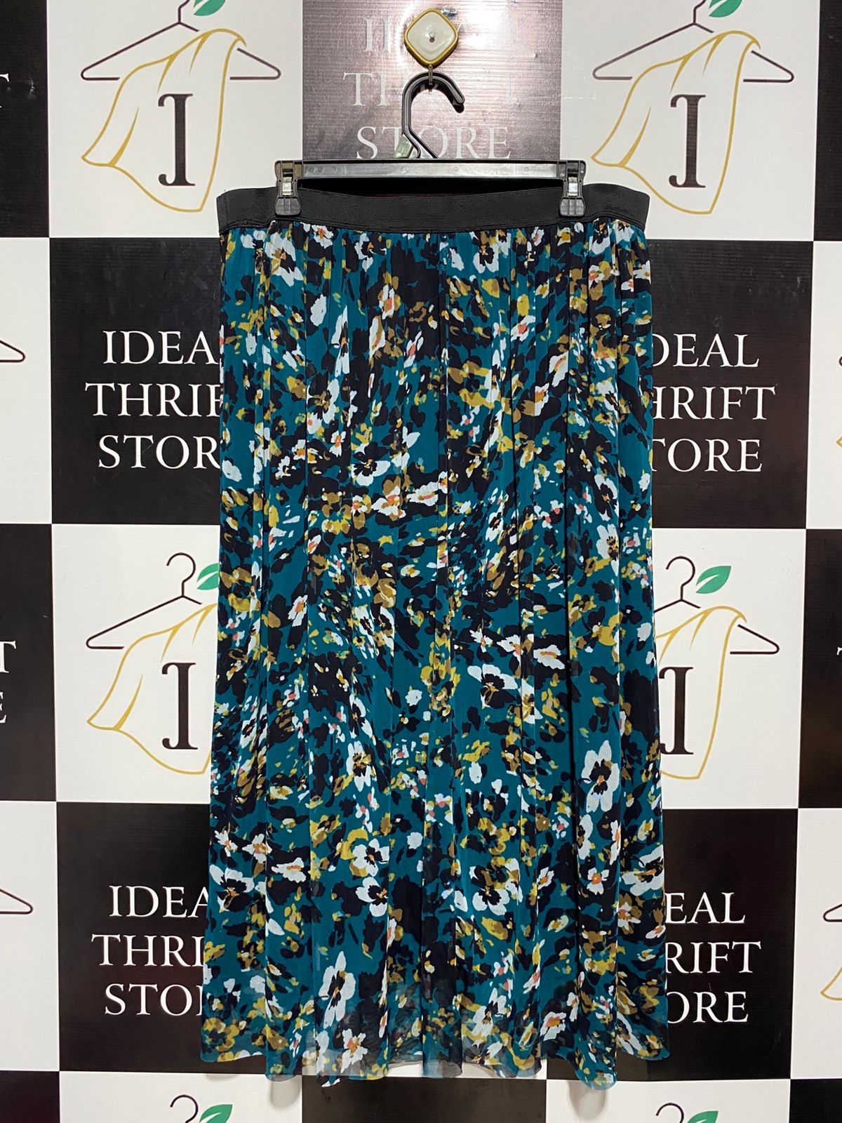 PRINCIPLES |XL| WAIST 34| B4| ELEGANT TEAL MULTICOLOR FLORAL PRINT MAXI SKIRT