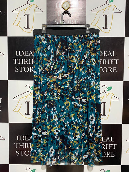 PRINCIPLES |XL| WAIST 34| B4| ELEGANT TEAL MULTICOLOR FLORAL PRINT MAXI SKIRT