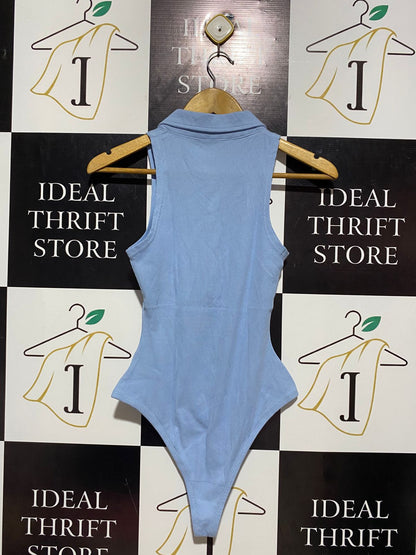 PEP & CO |S| BUST 13| B4| LIGHT BLUE SLEEVELESS POLO COLLAR BODYSUIT