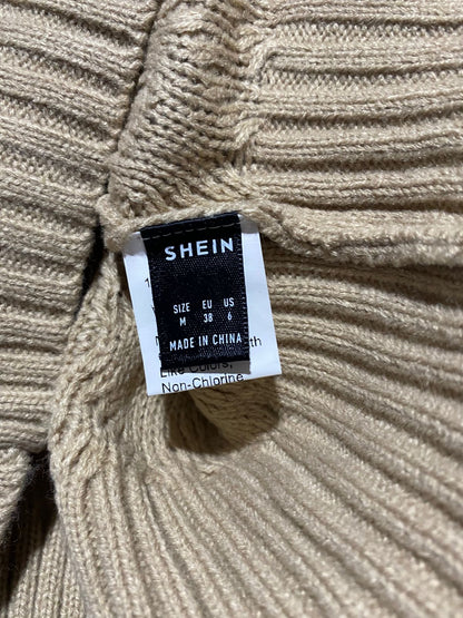 SHEIN |M| BUST 16| B4| CHIC BEIGE CABLE KNIT MOCK NECK RUFFLE SLEEVE SWEATER VEST