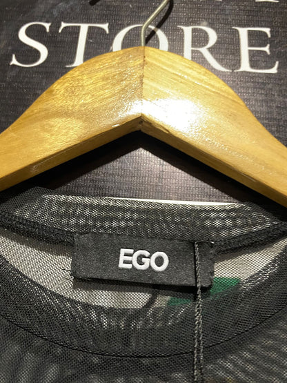 EGO |XS| BUST 13| B4| BLACK MESH LONG SLEEVE CUT-OUT MINI DRESS