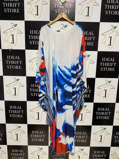 |L| BUST FREE | B4| VIBRANT ABSTRACT MULTICOLOR KAFTAN MAXI DRESS