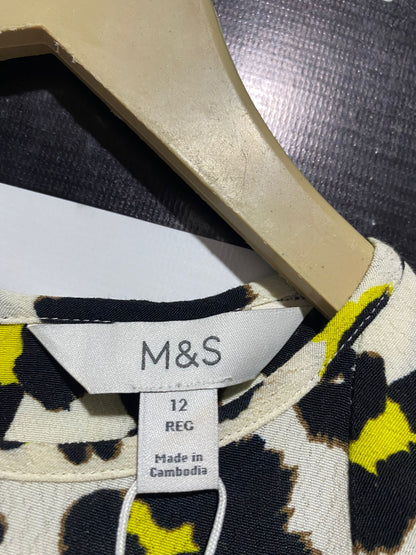 M&S |M| BUST 18| B4| YELLOW AND BLACK LEOPARD PRINT MIDI DRESS