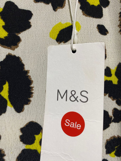 M&S |M| BUST 18| B4| YELLOW AND BLACK LEOPARD PRINT MIDI DRESS