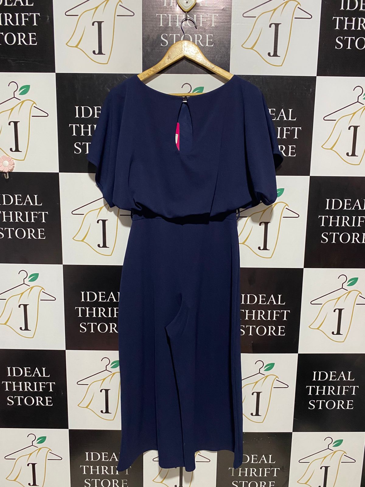 PINK BOUTIQUE |M| BUST FREE| B4| ELEGANT NAVY BLUE CULOTTE JUMPSUIT WITH FLUTTER SLEEVES