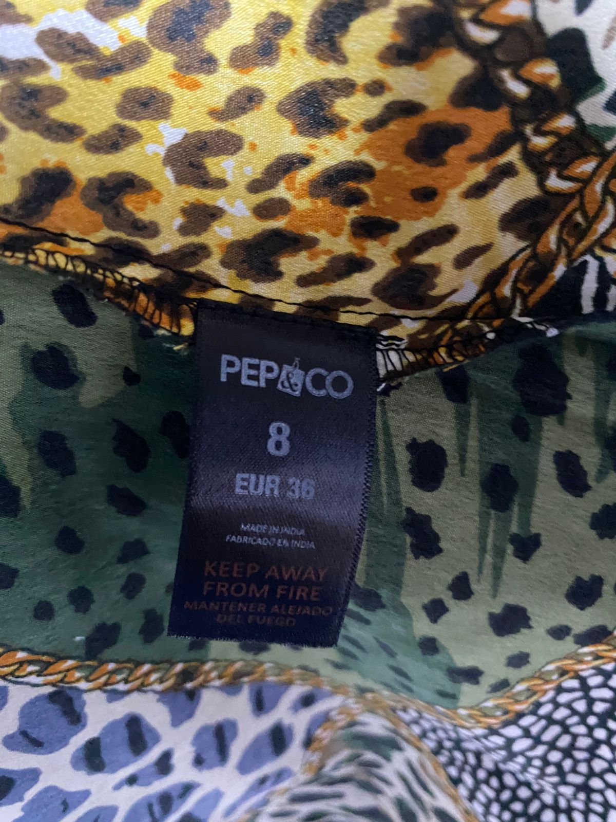 PEP & CO |M| BUST 19| B4| MIXED ANIMAL PRINT PATCHWORK SHIRT DRESS WITH WAIST TIE