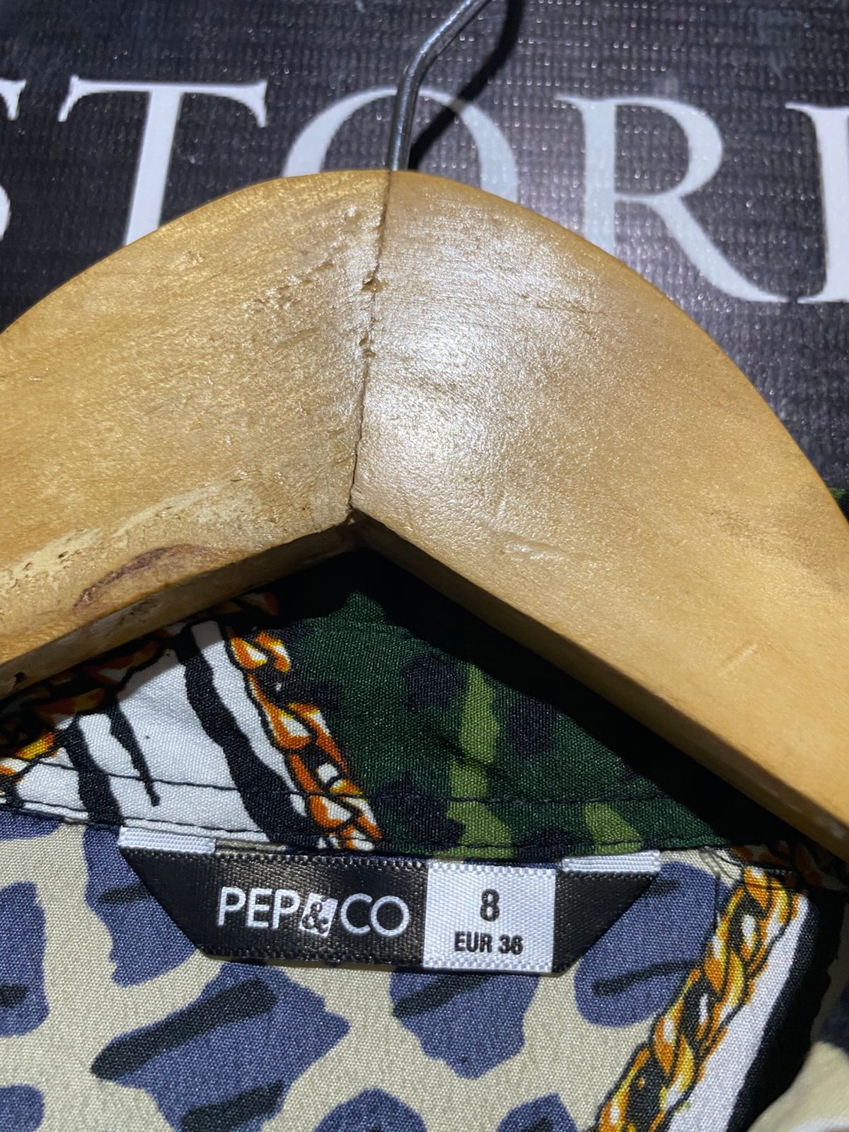 PEP & CO |M| BUST 19| B4| MIXED ANIMAL PRINT PATCHWORK SHIRT DRESS WITH WAIST TIE