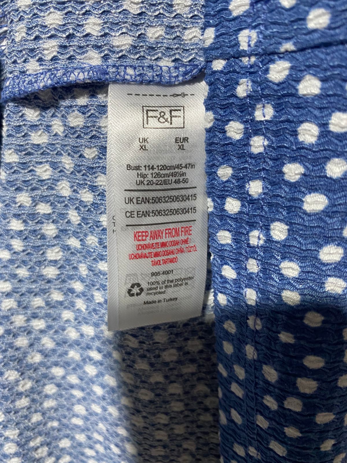 F&F |XL|  BUST 22| B4| BLUE POLKA DOT TIERED MIDI DRESS