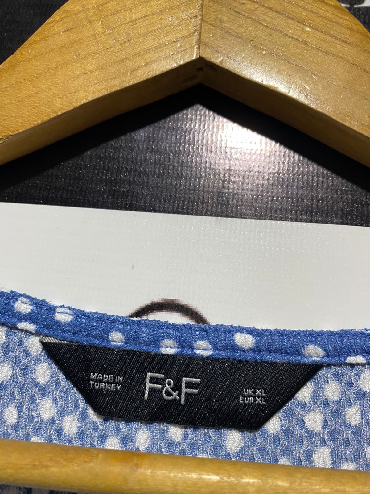 F&F |XL|  BUST 22| B4| BLUE POLKA DOT TIERED MIDI DRESS