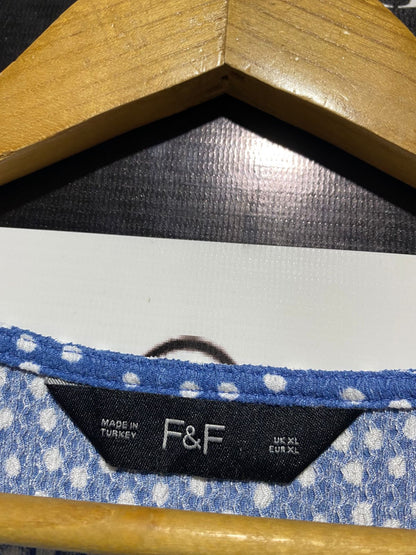 F&F |XL|  BUST 22| B4| BLUE POLKA DOT TIERED MIDI DRESS