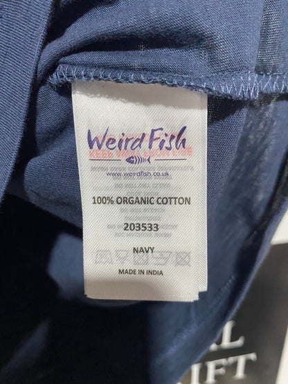 WEIRD FISH |L| BUST FREE | B4| NAVY DOG GRAPHIC CAP SLEEVE T-SHIRT