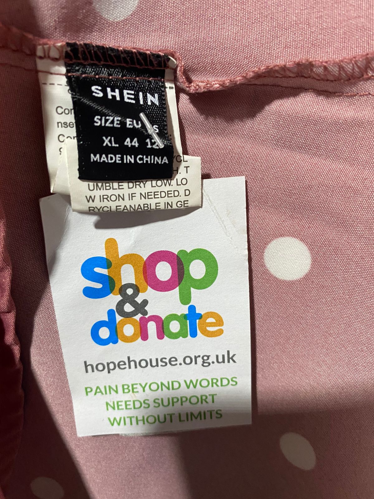 SHEIN |XL| BUST FREE | B4| DUSTY ROSE POLKA DOT BUTTON-FRONT MIDI DRESS