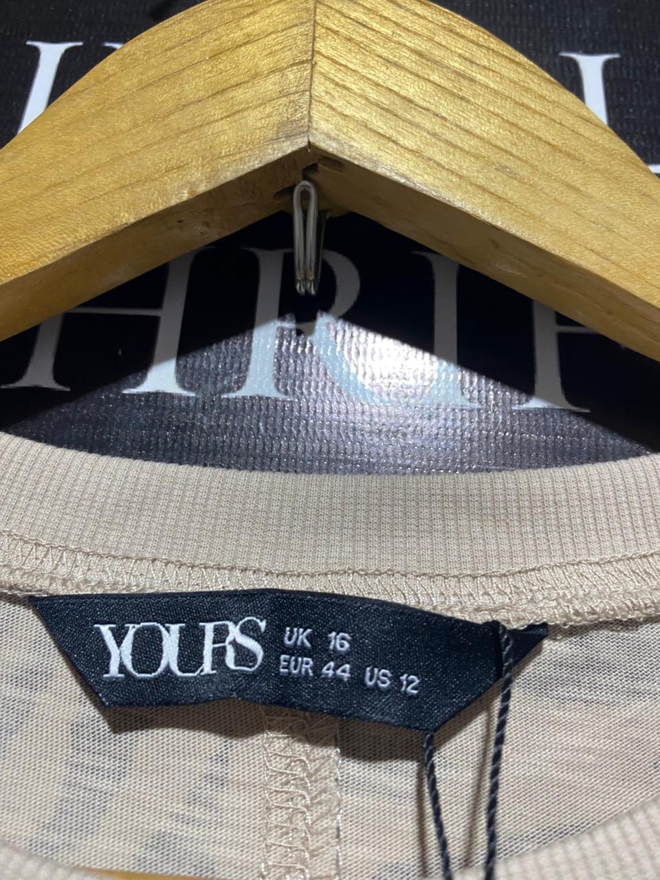 YOURS |L| BUST 21| B4| NEW WITH TAGS YOURS CLOTHING BROWN SWIRL PRINT T-SHIRT MAXI DRESS