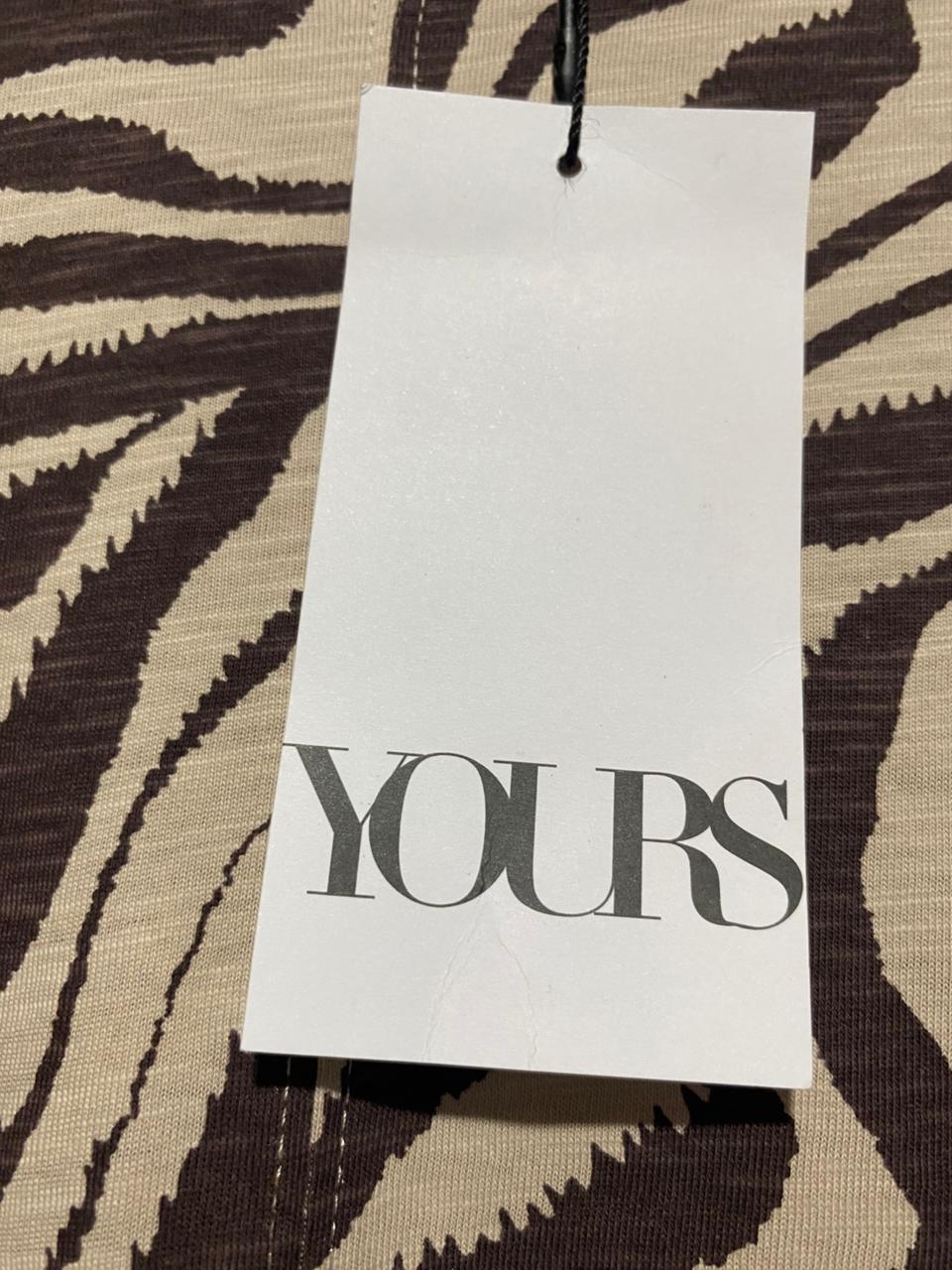 YOURS |L| BUST 21| B4| NEW WITH TAGS YOURS CLOTHING BROWN SWIRL PRINT T-SHIRT MAXI DRESS