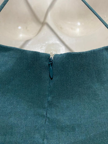 ZARA |S| BUST 14| B4| ELEGANT EMERALD GREEN RUCHED COCKTAIL DRESS WITH SPAGHETTI STRAPS