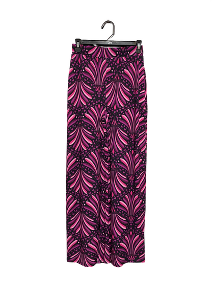 NEW LOOK |S| WAIST 26| B5| VINTAGE ART DECO FAN PRINT WIDE-LEG PALAZZO PANTS