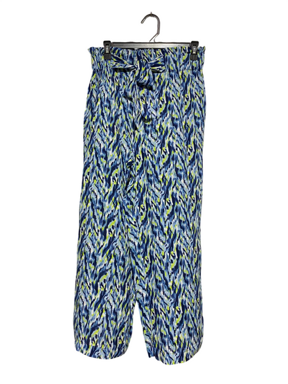 EASY WEAR |M| WAIST 28| B5| BLUE & LIME ABSTRACT PRINT PALAZZO PANTS