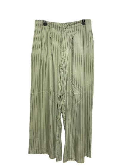 ASOS |XL| WAIST 32| B5| SAGE GREEN VERTICAL STRIPED WIDE-LEG TROUSERS
