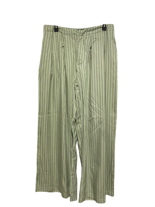 ASOS |XL| WAIST 32| B5| SAGE GREEN VERTICAL STRIPED WIDE-LEG TROUSERS
