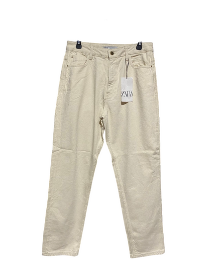 ZARA |L| WAIST 30| B5| BEIGE HIGH-RISE STRAIGHT LEG JEANS