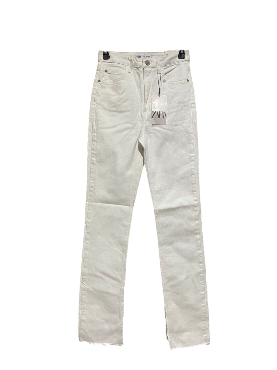 ZARA |S| WAIST 26| B5| OFF-WHITE HIGH-RISE STRAIGHT LEG JEANS
