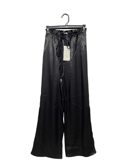 ZARA |S| WAIST 24| B5| BLACK SATIN WIDE LEG DRAWSTRING PANTS