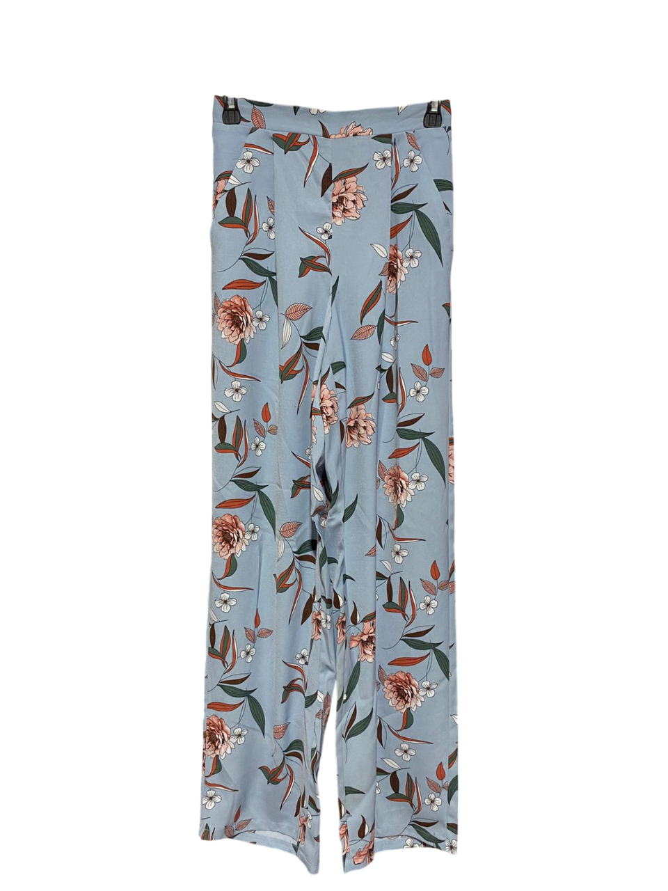PRIMARK |S| WAIST 24| B5| SKY BLUE FLORAL PRINT HIGH-WAIST WIDE LEG PANTS