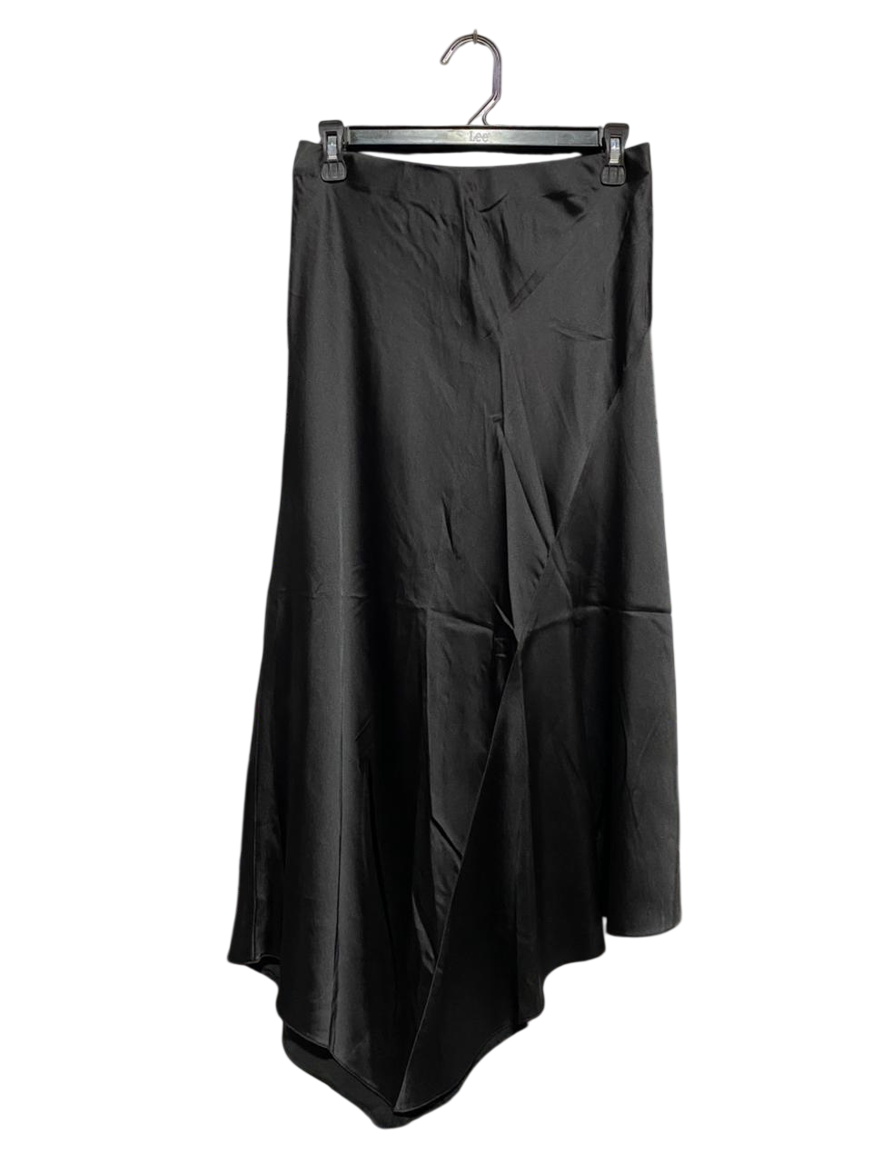 PRIMARK |M| WAIST 28| B5| LUXURIOUS BLACK SATIN ASYMMETRICAL MIDI SKIRT