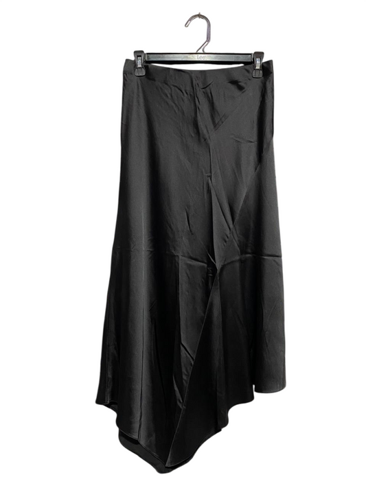 PRIMARK |M| WAIST 28| B5| LUXURIOUS BLACK SATIN ASYMMETRICAL MIDI SKIRT