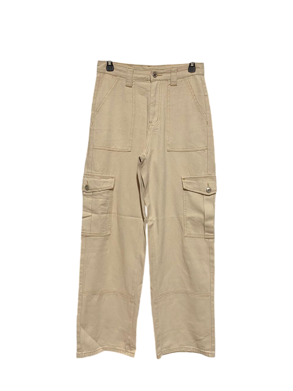 SHEIN |M| WAIST 28| B5| TRENDY HIGH-WAISTED KHAKI WIDE-LEG CARGO PANTS