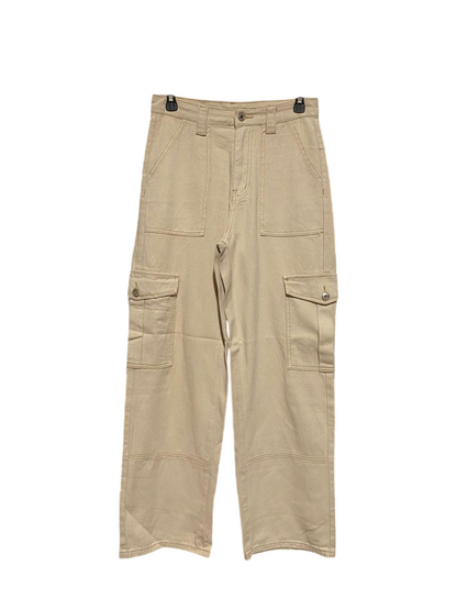 SHEIN |M| WAIST 28| B5| TRENDY HIGH-WAISTED KHAKI WIDE-LEG CARGO PANTS