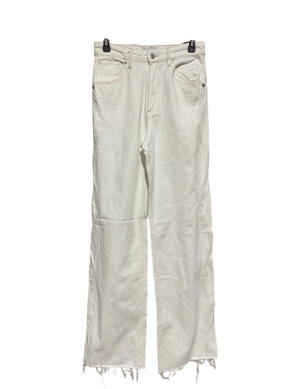 ZARA |M| WAIST 28| B5| PREMIUM OFF-WHITE HIGH-WAISTED STRAIGHT-LEG RAW HEM JEANS