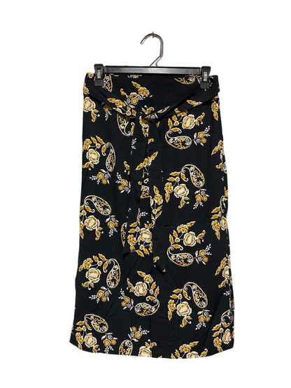 DOROTHY PERKINS |S| WAIST 27| B5| CHIC PAISLEY FLORAL HIGH-WAISTED TIE-FRONT MIDI SKIRT